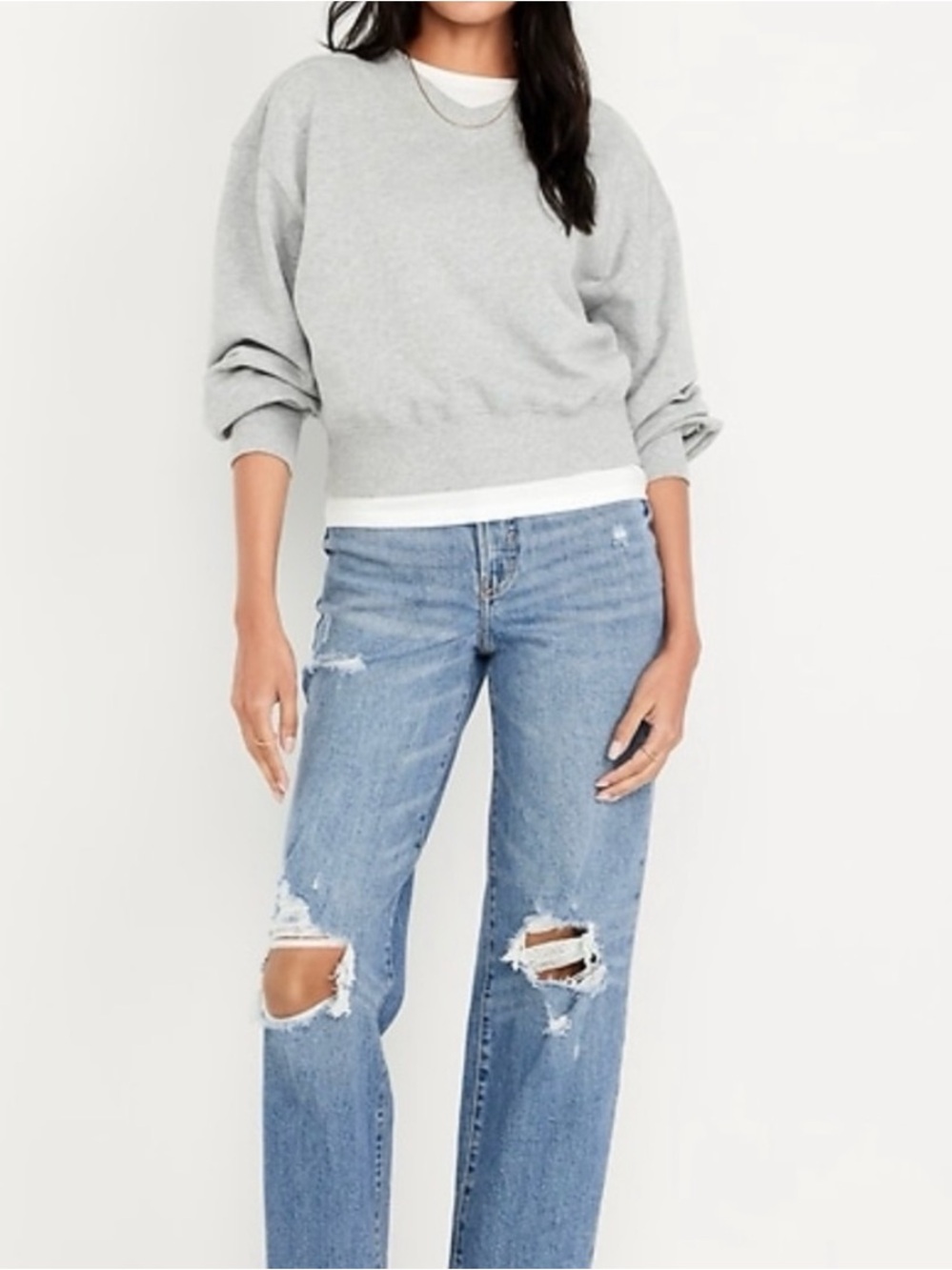 Old Navy Extra High-Rise Curvy Sky-Hi Wide Leg Jeans Distressed Size 8